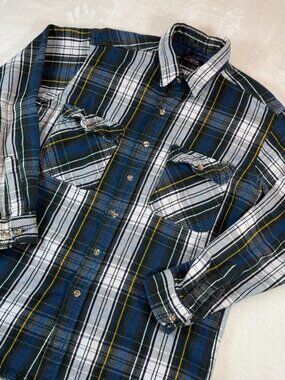 Vintage Five Brothers Vintage Mens M Flannel Button Down Shirt Plaid Heavy Workw
